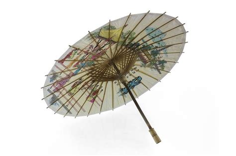 Vintage Parasol Oriental Paper Bamboo And Wood Painted Parasol Etsy Uk Painting On Wood