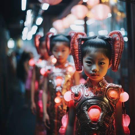 Portrait High Tech D Une Jeune Fille Avec Un Style Futuriste Photo