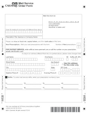 Cvs Mail Fax Order Form Fill Online Printable Fillable Blank