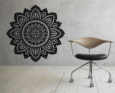 Mandala Wall Decal Flower Mandala Vinyl Sticker Indian Lotus Etsy