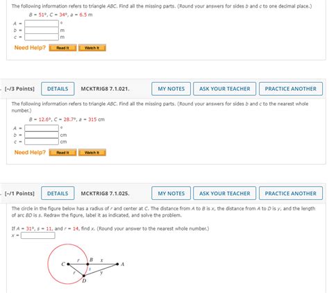 Solved The Following Information Refers To Triangle Abc