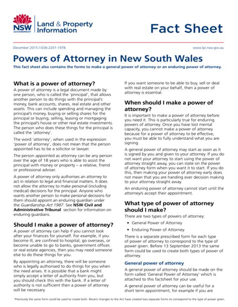 Powers Of Attorney Fact Sheet Land And Property Information