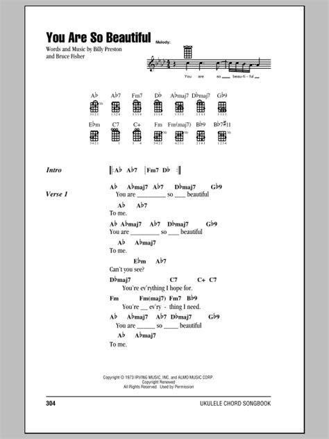 You Are So Beautiful By Joe Cocker Sheet Music For Ukulele Chords