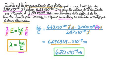 Vid O Question Calcul De La Longueur Donde Dun Photon Compte Tenu