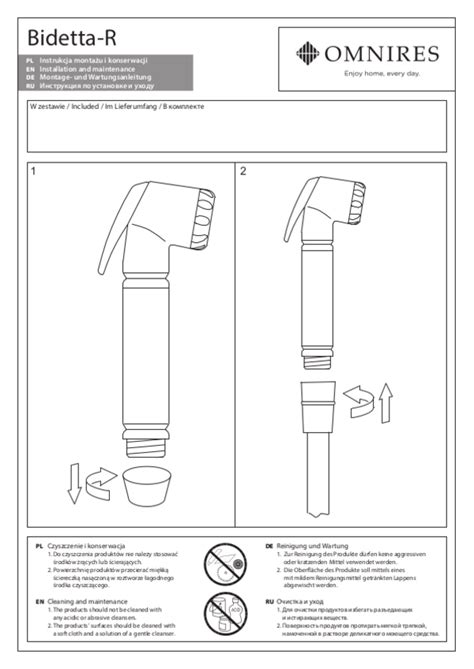 User Manual Omnires Bidetta R English 1 Pages