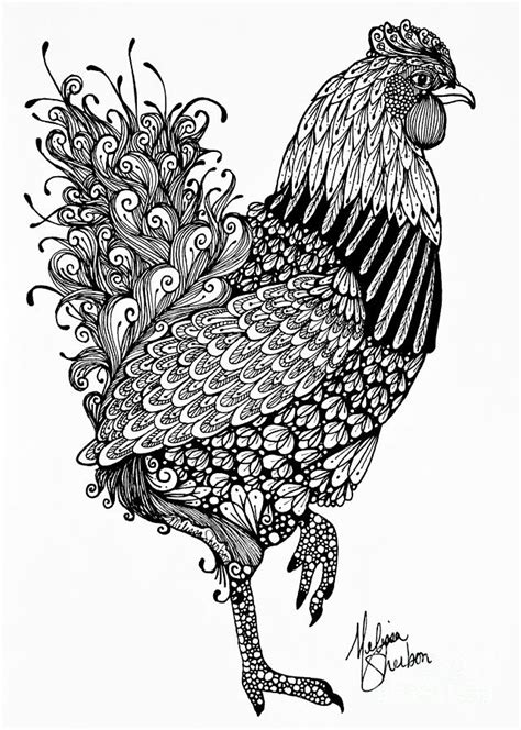 Fanciful Chicken Drawing By Melissa Sherbon