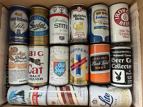 Vintage Beer Can Lot 72 Empty Straight Steel Pull Tab Cans Mixture