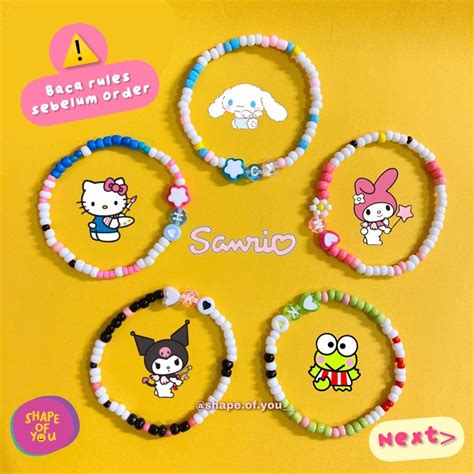 Jual Baca Rules Gelang Manik Sanrio Inspired Bisa Cistom Inisial