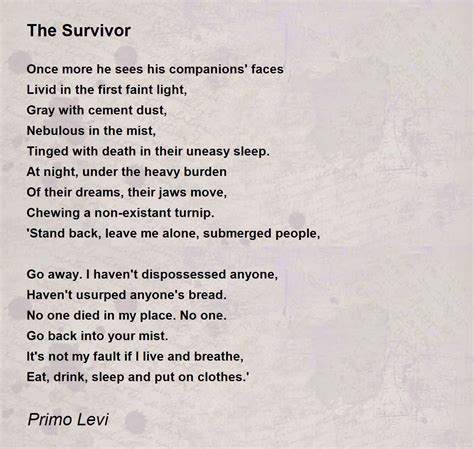 The Survivor Poem by Primo Levi - Poem Hunter