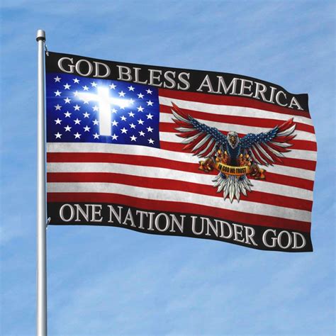 TFDXIH One Nation Under God Jesus Flag 3x5 Ft Outdoor Eagle America