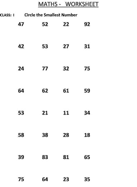 12 Smallest To Biggest Worksheet Year 1 Maths