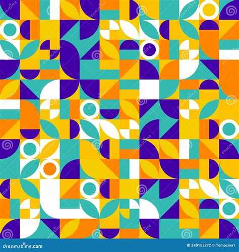 Bauhaus Seamless Retro Pattern Vintage Tile Abstract Background Stock