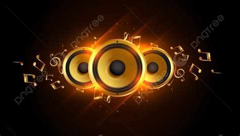 Glowing Music Speakers With Sound Notes Background Music Background