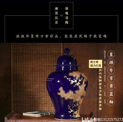 《松鹤延年》霁蓝描金将军罐阳士琦大师再现宫廷绝技！ 哔哩哔哩