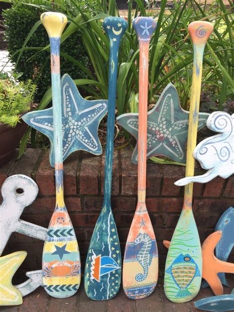 Painted Art Paddle One Painted Paddle Oar Art Nautical Wall Etsy