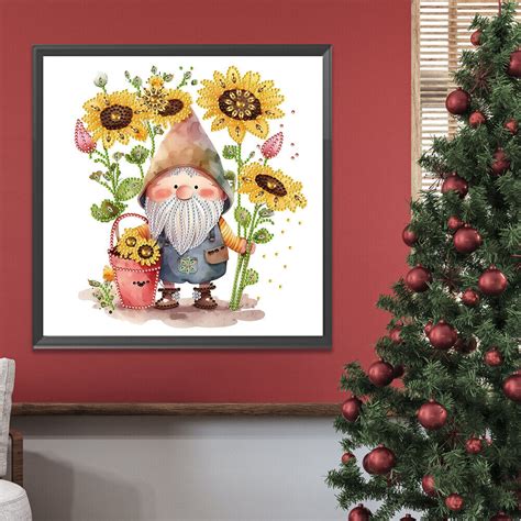 5D DIY Partial Special Shaped Drill Diamond Painting Sunflower Gnome