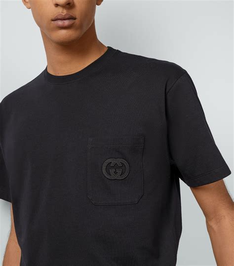 Mens Gucci Black Embroidered Interlocking G T Shirt Harrods {countrycode}