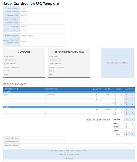 Free Excel Rfq Templates Forms And Trackers