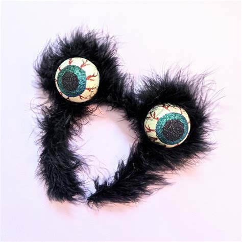 Eyeball Headband Fun Cosplay Accessories Black Fuzzy Monster Headpiece ...