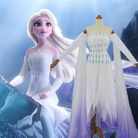 Unisex Frozen Ii Ice Gown Queen Elsa Ahtohallan Cave Cosplay Costume