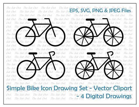 Simple Bike Vector Clipart Set / Downloadable Clipart / Bicycle Icon ...