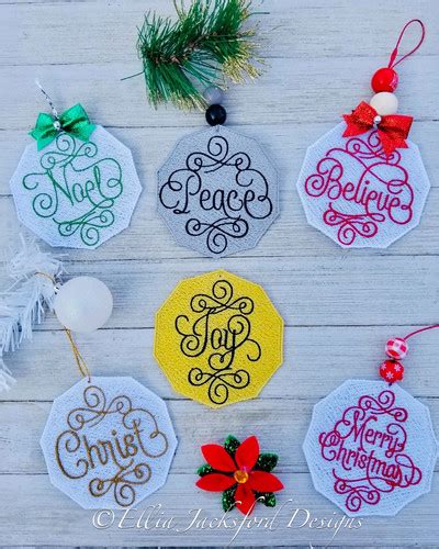 FSL Christmas Ornament Embroidery Design SET OF 6 Ellia Jacksford