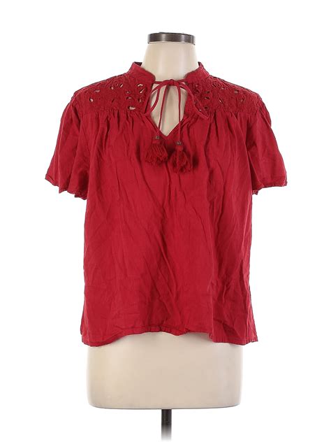 Knox Rose Red Short Sleeve Blouse Size L 26 Off Thredup