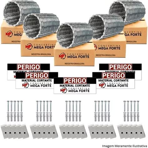 Concertina Dupla Clipada 30 Cm Para 25 Metros Kit Cod 58