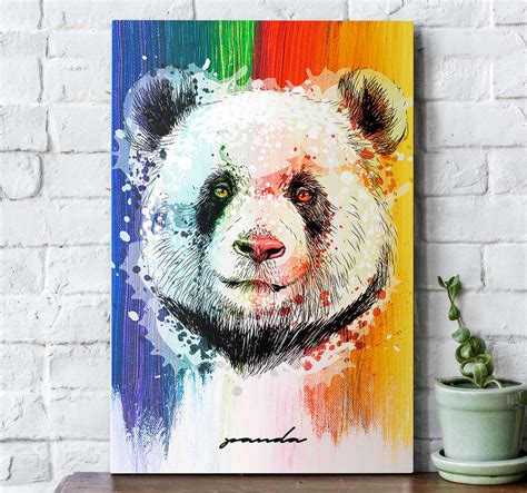 Rainbow Panda animal canvas - TenStickers