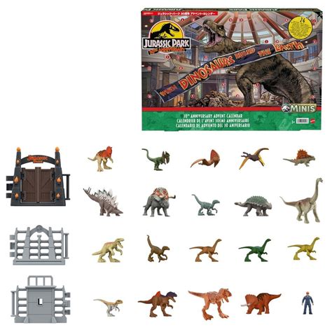 Authentic Mattel Jurassic World Jurassic Park 30th Anniversary Advent Calendar 2023 30 Mini