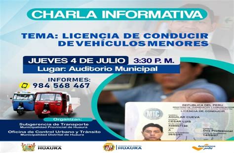 JUEVES 4 DE JULIO CHARLA INFORMATIVA SOBRE LICENCIA De CONDUCIR DE