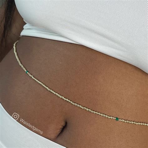 Emerald Waist Beads African Waist Beads K Gold Bead Waist Chain