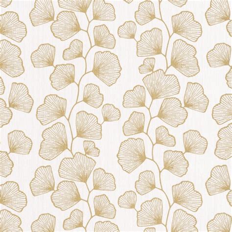 Papier peint GINKGO beige et doré SCARLETT Caselio Papier peint