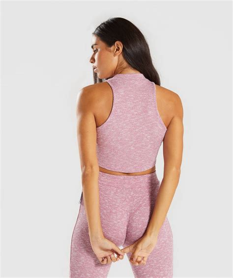 Gymshark Slounge Crop Top Dusky Pink Marl Gymshark