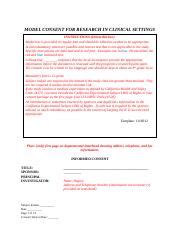 Irb Informed Consent Template Full Board Doc Study Title