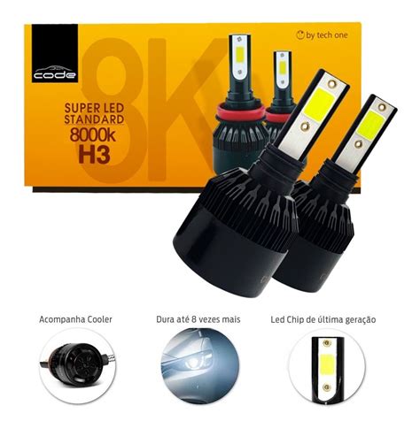 Par De Lampadas Ultra Super Led Code Tech One H3 8000k Frete Grátis