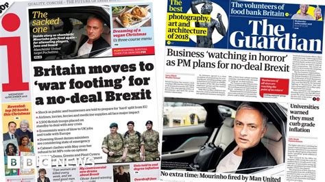 Newspaper Headlines Brexit War Footing And The Sacked One Bbc News