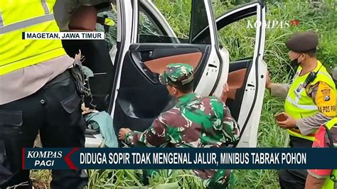 Diduga Sopir TIdak Mengenal Jalur Sebuah Minibus Tabrak Pohon Di