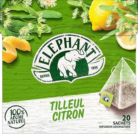 Elephant Infusion Tilleul Citron 20 Sachets 100 Arôme Naturel 28g