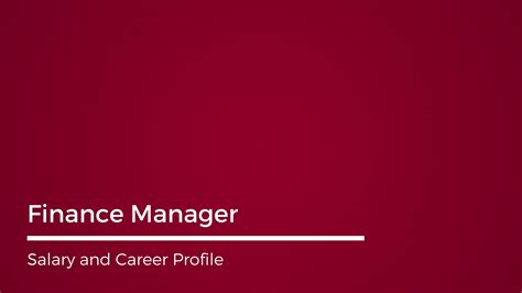 finance manager career  salary profile