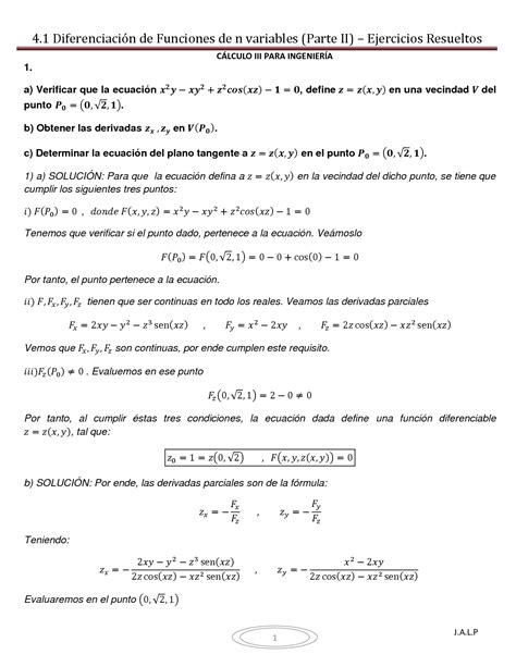 SOLUTION Calculo Avanzado Diferenciacion De Funciones De N Variables