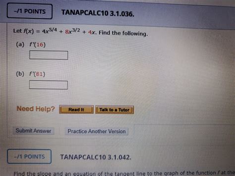 Solved 1 Points Tanapcalc10 31036 Let Fx 4x54