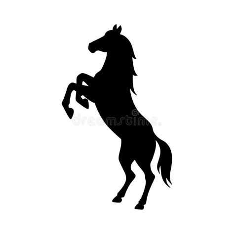 Isolated Black Silhouette of Rearing Horse on White Background. Side ...