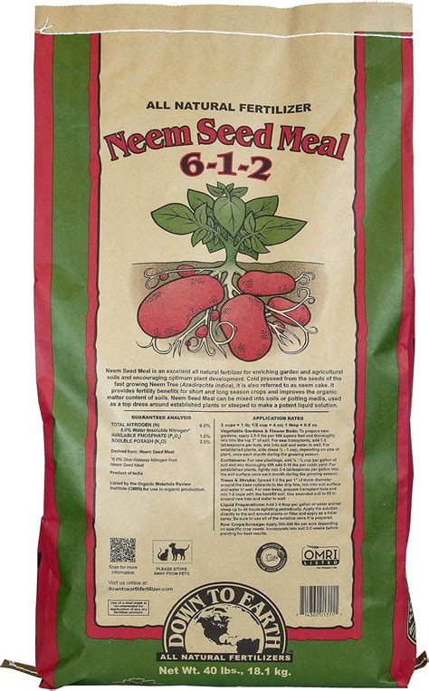 Amazon Down To Earth Organic Neem Seed Meal Fertilizer Mix 6 1 2