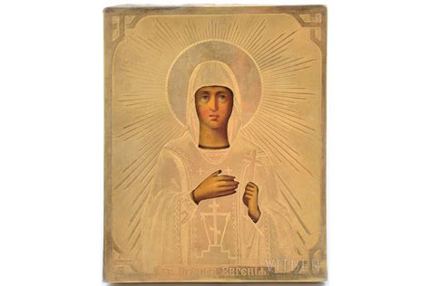 Икона, Святая преподобномученица Евгения, доска, серебро, живопиcь ...