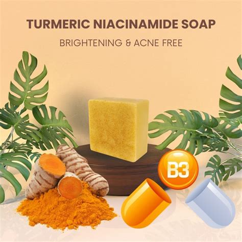 Natural Turmeric Niacinamide Soap Brightening And Acne Free 70g Green