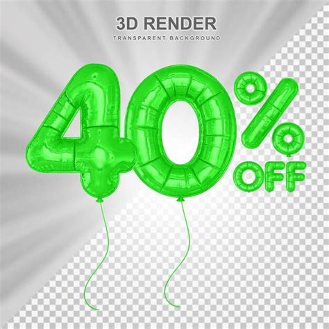 Premium Psd 40 Percent Discount Sale Off Green Balloons