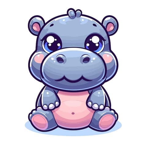 Vector De Dessins Animés D hippopotame Mignon Sur Fond Blanc Vecteur