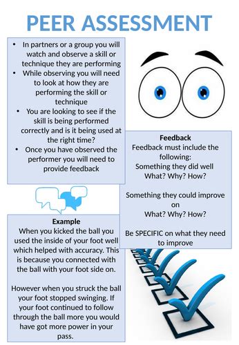 Peer Assessment Guide Card Teaching Resources