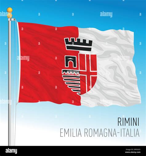 Rimini Flag Of The City With Coat Of Arms Emilia Romagna Italy